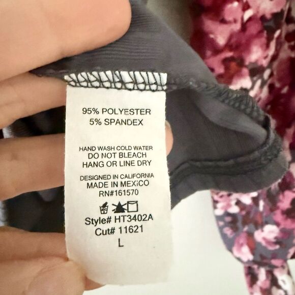 NWT Haptics The Keegan Long Sleeve Top in Mixed Media Gray Pink Floral Size L - Picture 4 of 5